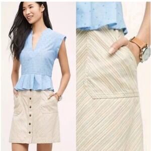 NEW Anthropologie Pilcro Chino Striped Skirt pastel